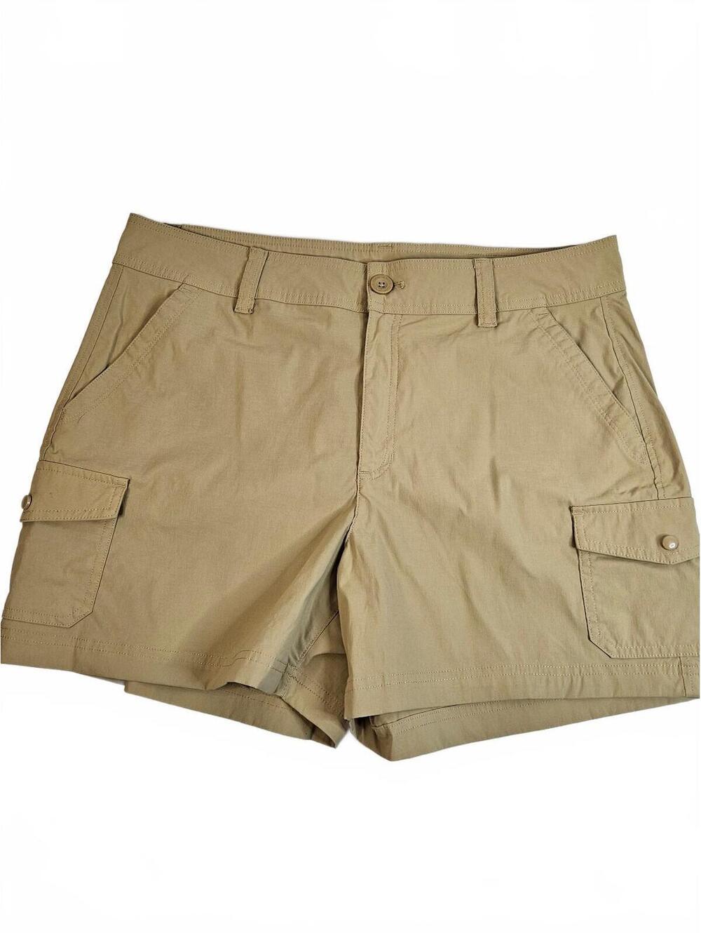 Eddie Bauer Women's Khaki Cargo Pocket Shorts-Size 16-Trail & Hike Ready